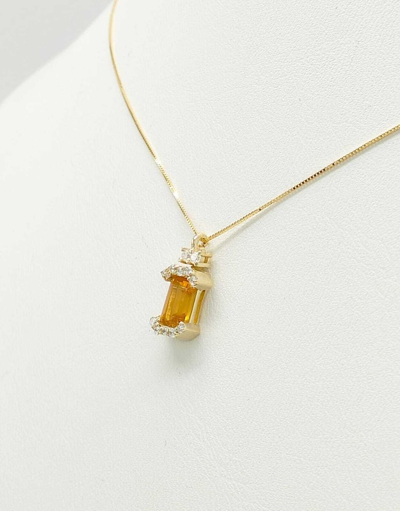 Fără preț de rezervă - Colier - 14 ct. Aur galben Safir - Diamant #1.0