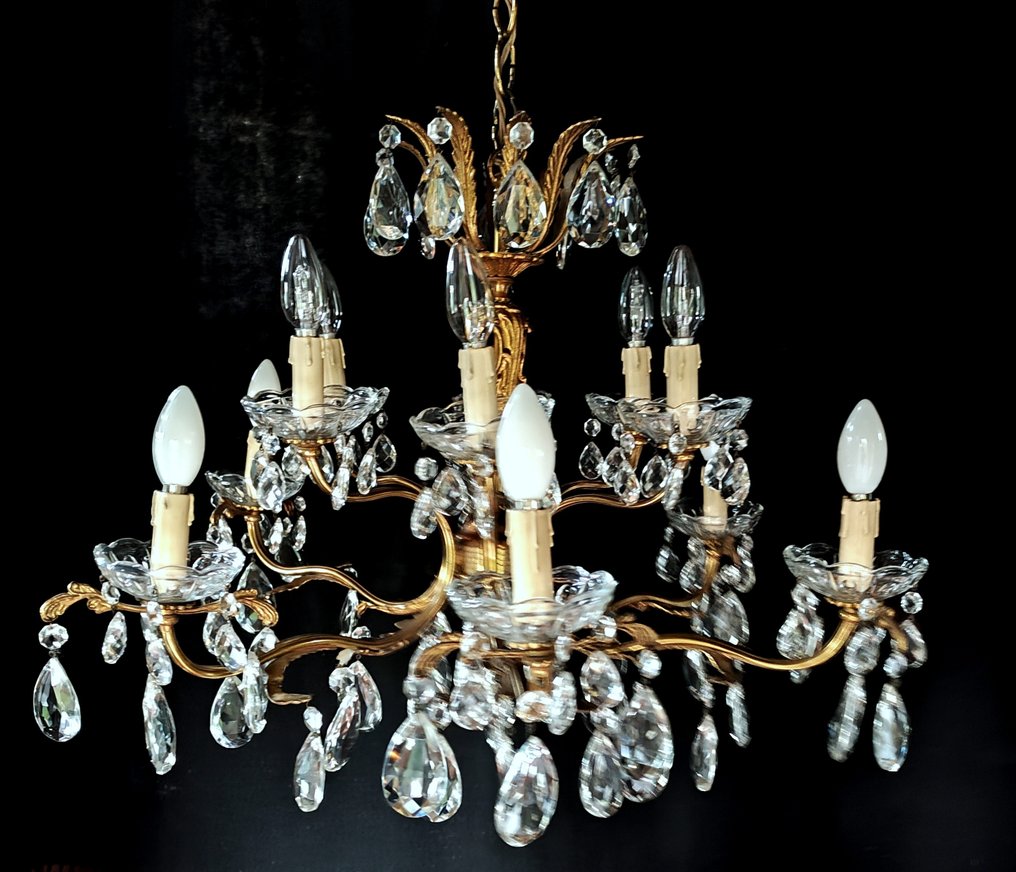 Candelabru - Nici o rezervă - bronz și sticlă - 12 lumini #1.0