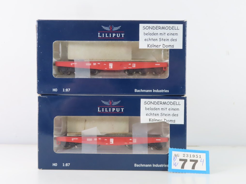 Liliput H0 - L221209 - 模型貨運火車 (2) - 六轴重型卡车装载石头 - HGK #1.0