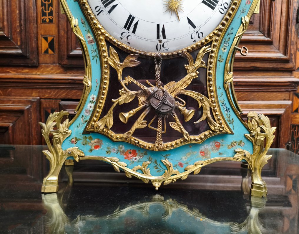 Cartel clock Louis XV In 'Bleu Céleste' martin varnish (Height 84cm) - Around 1765 #2.1