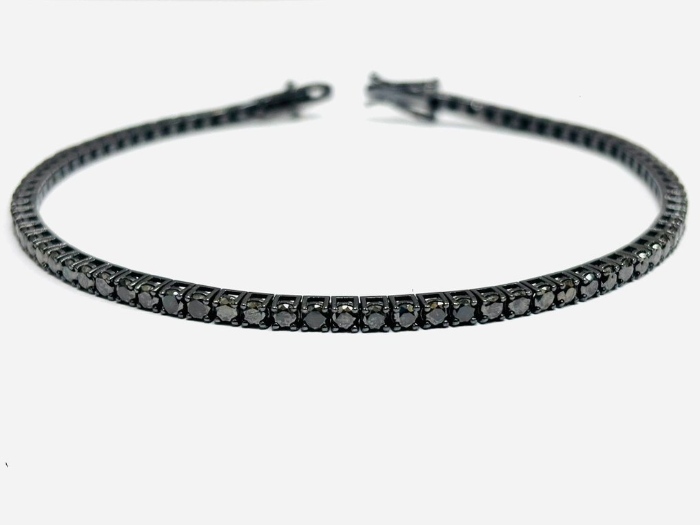 网球手链 - 18K包金 白金 -  8.50ct. tw. 钻石 (经彩色处理)  - 意大利制造 #1.0