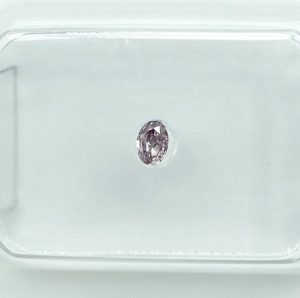 没有保留价 - 1 pcs 钻石  (天然色彩的)  - 0.08 ct - 椭圆形 - Fancy 稍帶紫色的 粉红色 - I2 内含二级 - 安特卫普宝石报告（GRA） #3.2