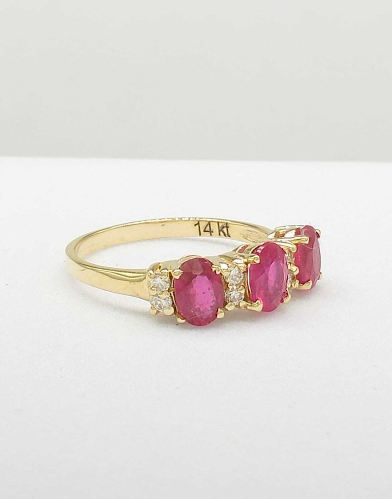 Sans prix de réserve - Bague - 14 carats Or jaune Rubis - Diamant #3.2