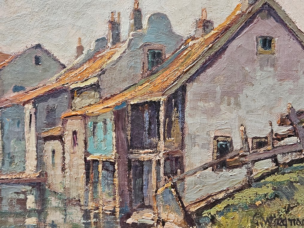 Gerard Wiegman (1875-1964) - Schitterend Hollands impressionistisch landschap net dijkhuisjes #3.2