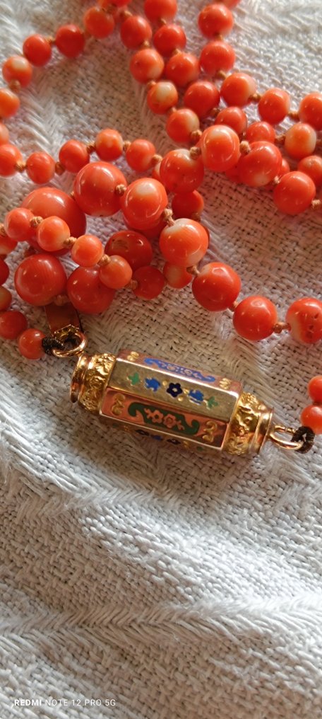 Collier - 18 carats Or jaune Corail - Corail #1.0