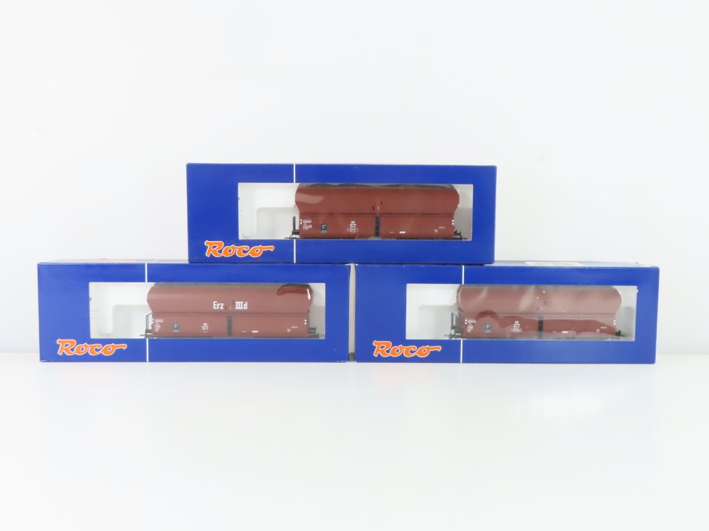 Roco H0 - 67710/67711/67712 - Modeltog godsvogn (3) - 3 fire-assige under/selvudløsere. - DB #3.2