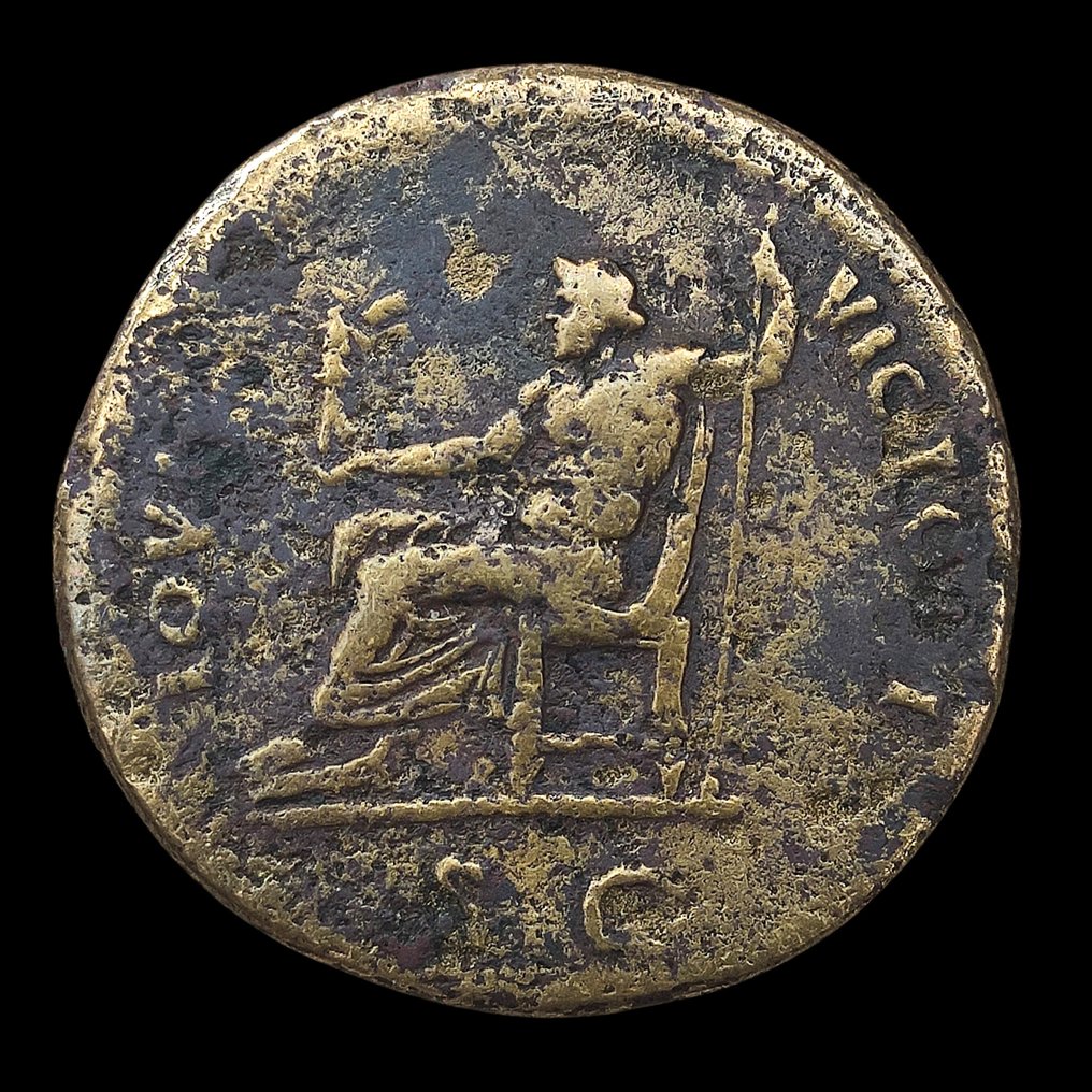 Romarriket. Domitian (AD 81-96). Sestertius Rome - Jupiter  (Ingen mindstepris) #1.0