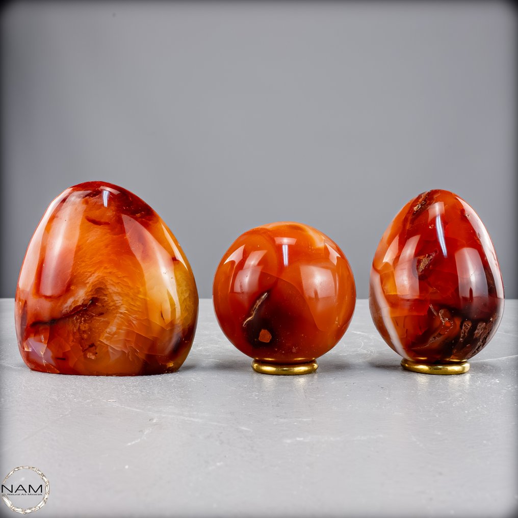 Fuoco e passione Set di carneol unico, pieno di vitalità- 863.25 g - (3) #4.3