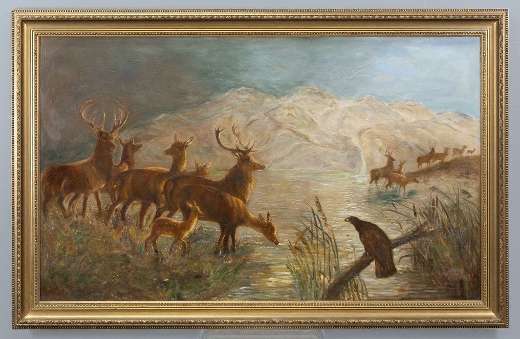 Robert Cleminson (1864 - 1903) - Een roedel herten #1.0