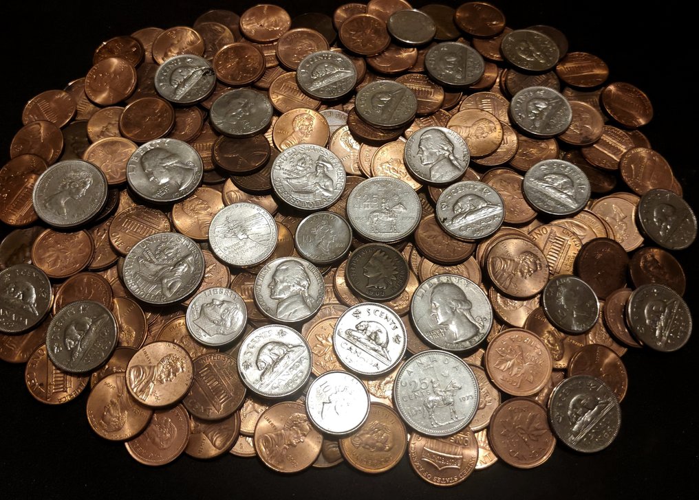 美国，加拿大. +250 Coins from 1903 including Indian Head 1 cent  (沒有保留價) #4.3