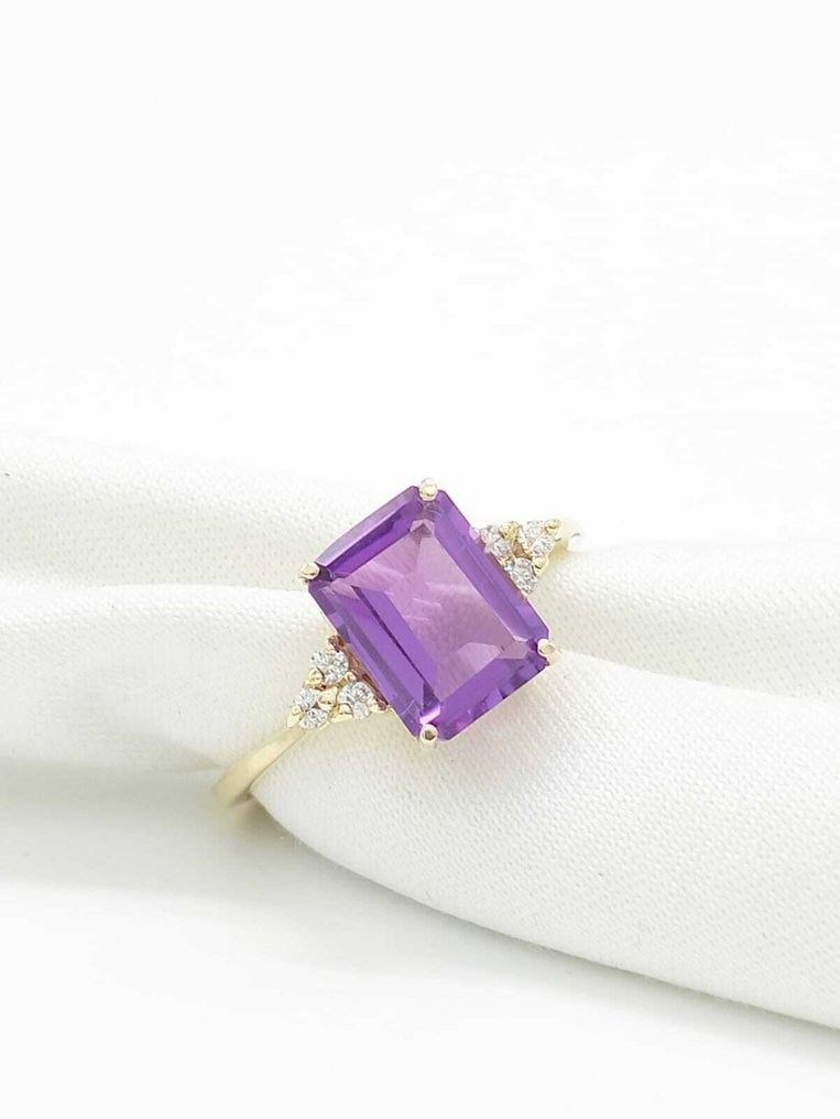 沒有保留價 - 戒指 - 14 克拉 黃金 紫水晶 - 鉆石 #1.0