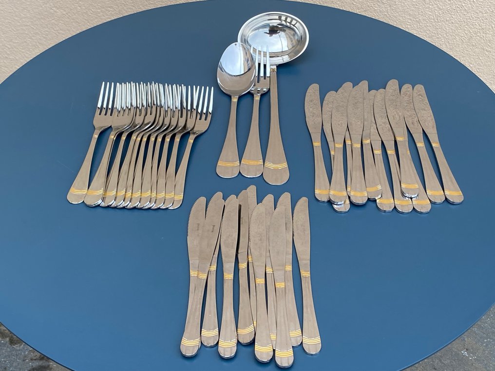 Inoxpran - Ménagère pour 12 personnes (39) - Acier, Plaqué or #1.0