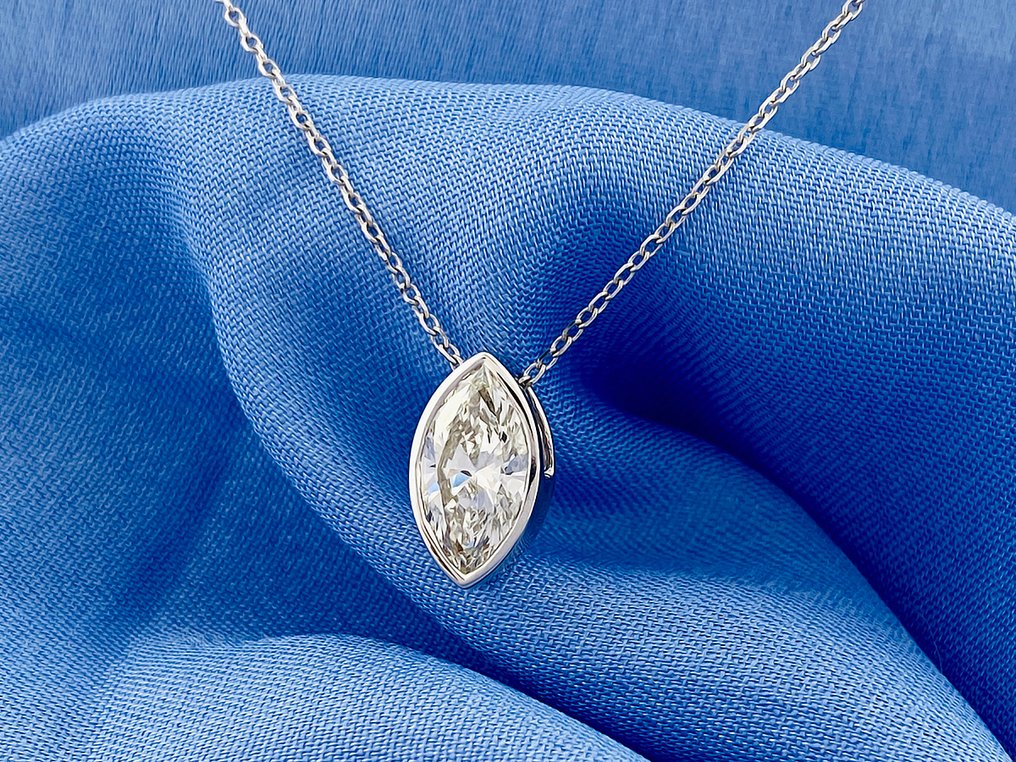 χωρίς τιμή ασφαλείας - Κολιέ με μενταγιόν - 14 καράτια Λευκός χρυσός -  1.08ct. tw. Διαμάντι (Εργαστηριακής καλλιέργειας) #4.3