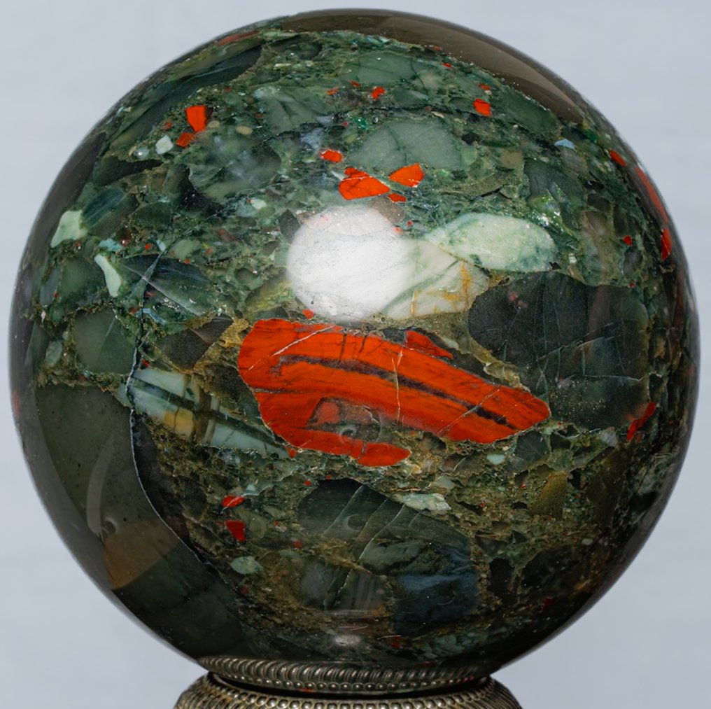 Sfera di pietra di sangue fine Sfera - Altezza: 11.52 cm - Larghezza: 11.52 cm- 2120 g #1.0