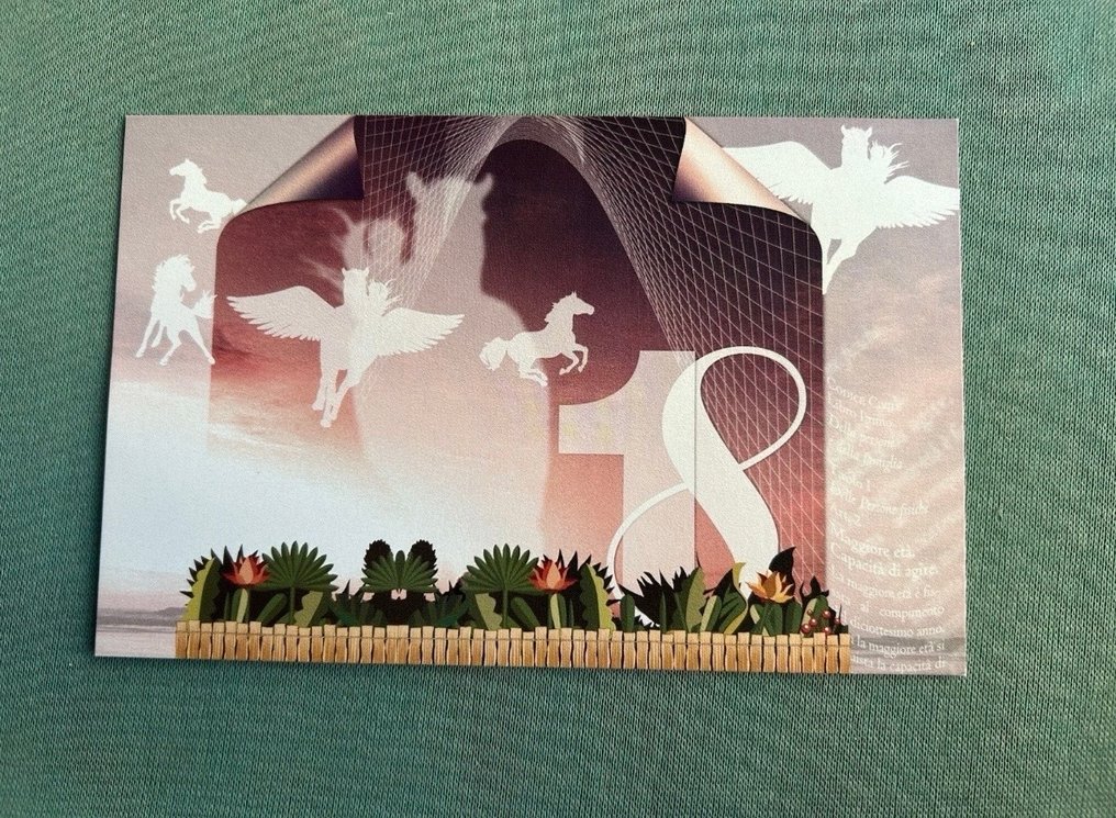 Ιταλική Δημοκρατία 2006 - Ροζ φύλλο 18 ετών με φάκελο και υπογεγραμμένη επιστολή Gentiloni MNH. #3.2