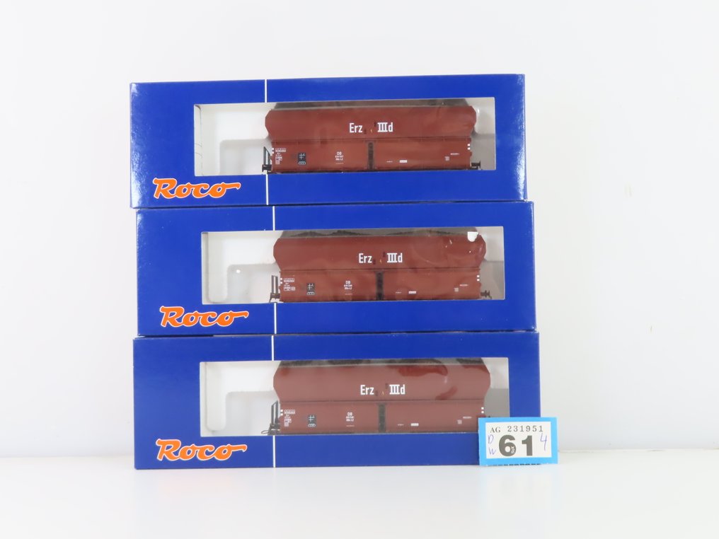 Roco H0 - 67707/67709//67710 - 模型貨運火車 (3) - 四轴底座/自卸机,带载荷 - DB #1.0