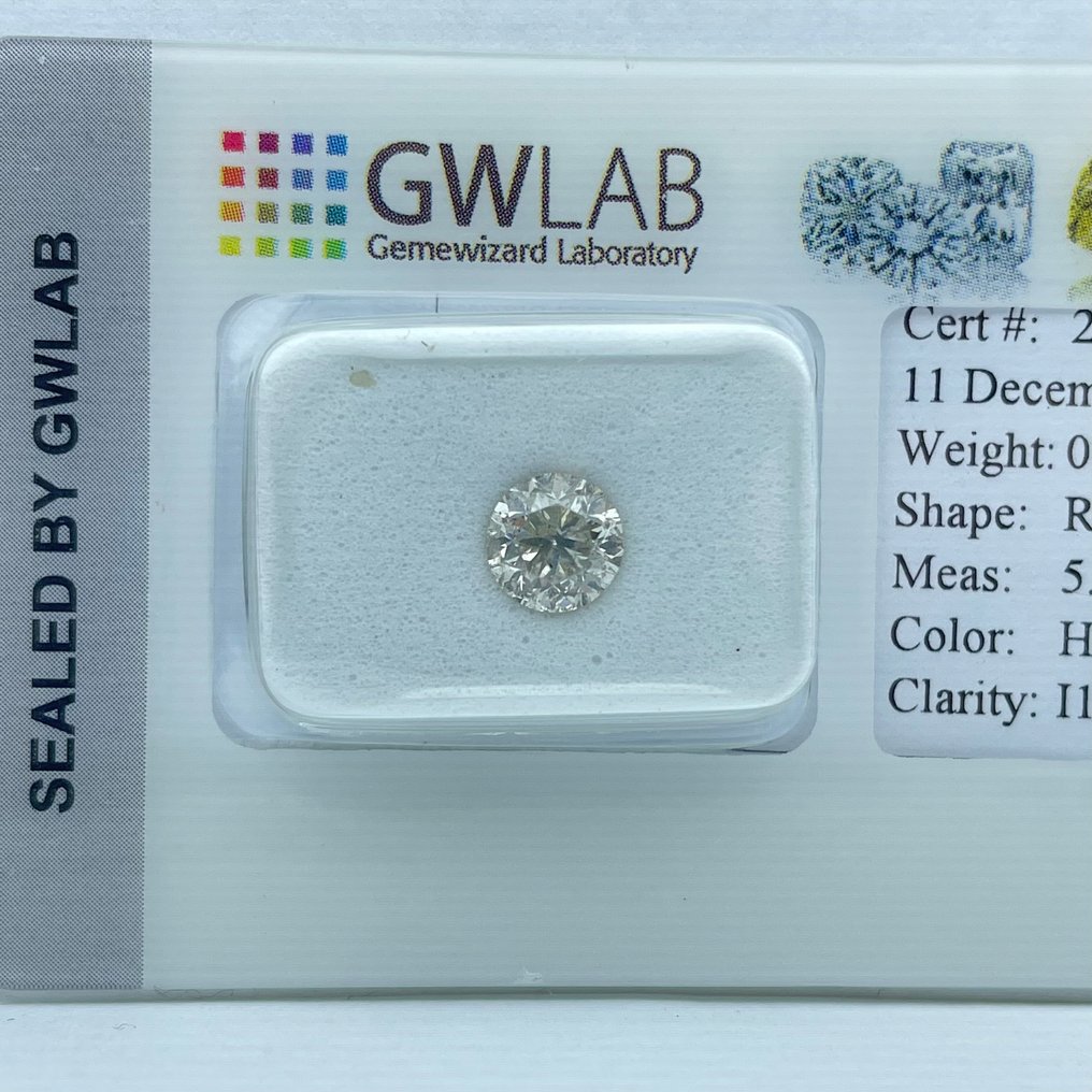 No reserve price - 1 pcs Diamond  (Natural)  - 0.95 ct - Round - H - I1 - Gemewizard Gemological Laboratory (GWLab) #3.2