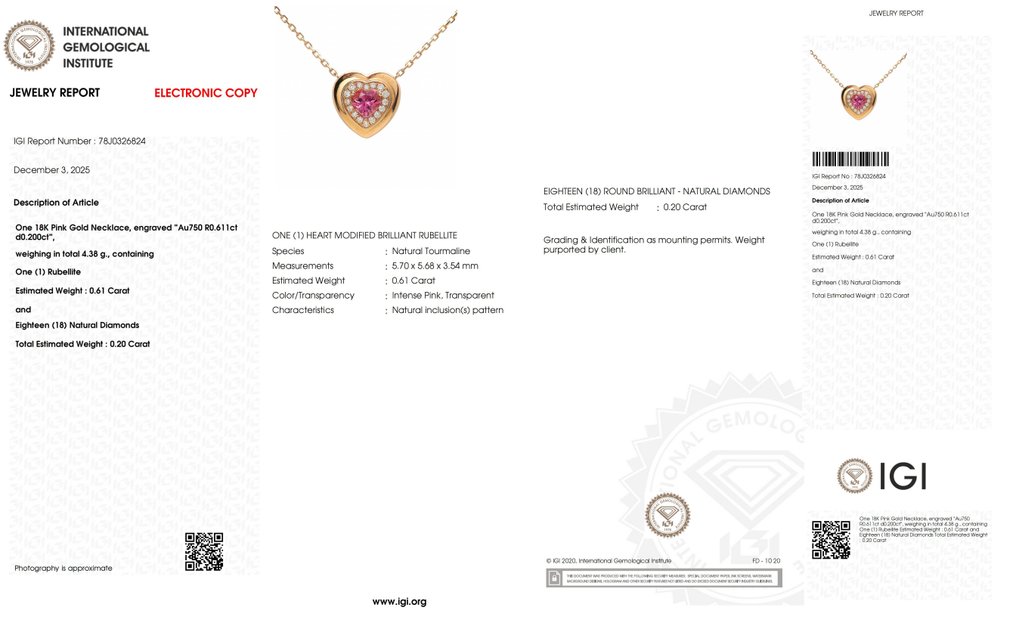 Κολιέ - 18 καράτια Ροζ χρυσό, Κίτρινο χρυσό Τουρμαλίνης - Διαμάντι #2.1