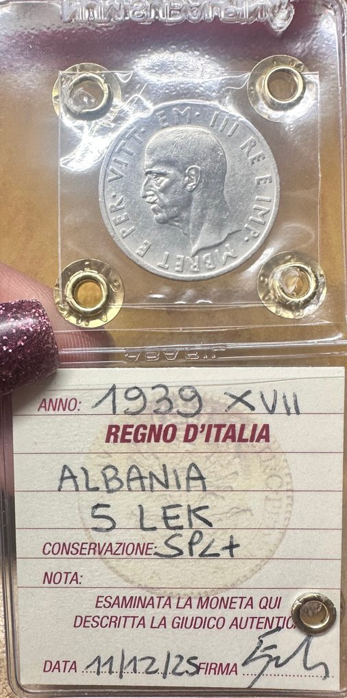 Albánia (olasz protektorátus) Vittorio Emanuele III. 5 Lek 1939 XVII (Nincs minimálár) #2.1
