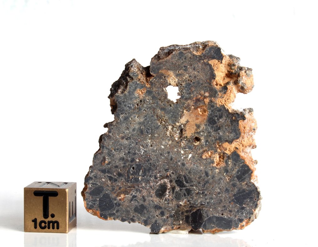 Een mooie maansnede NWA 17700 maanmeteoriet (troctoliet smeltbreccia) - 6.83 g - (1) #3.2