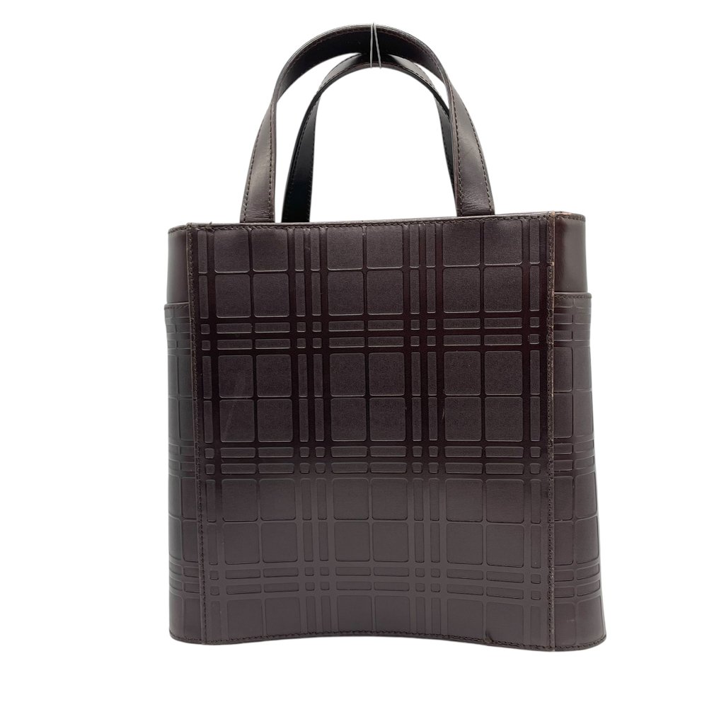 Burberry - Embossed Check Nova Check Handbag Vintage Leather Structured Top Handle Bag - Kézitáska #2.1
