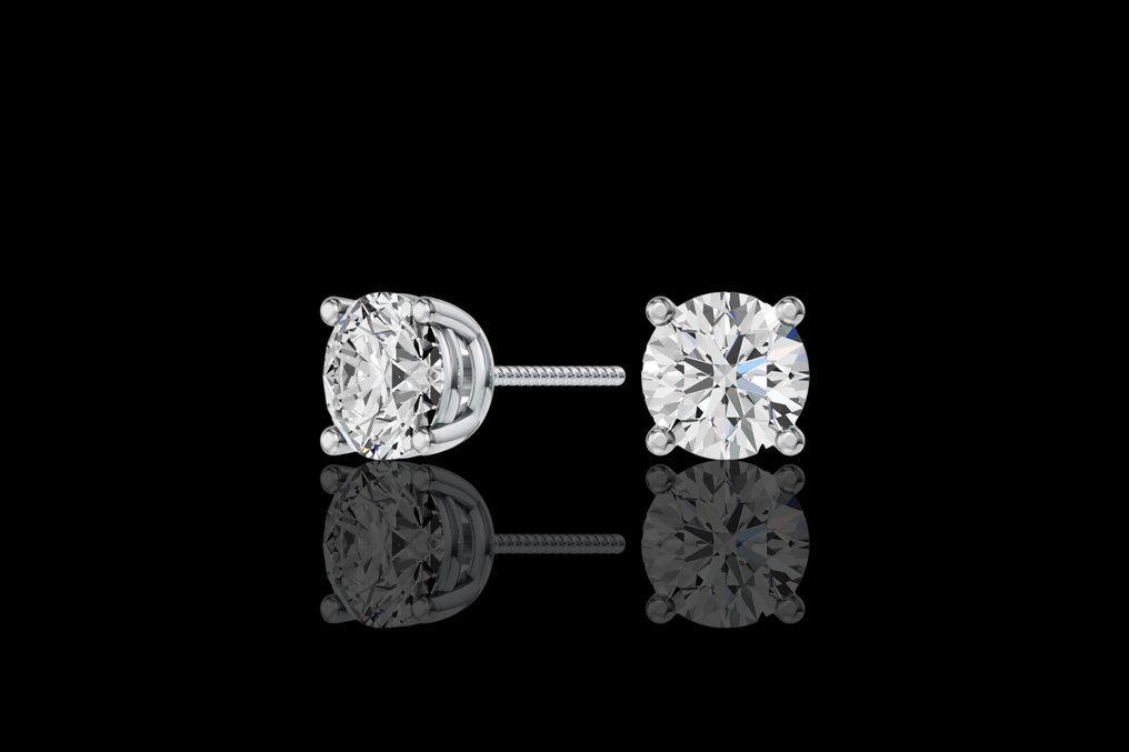 Ingen reservasjonspris - Øredobber - 14 karat Hvitt gull -  1.44ct. tw. Diamant (Lab-dyrket) #4.3