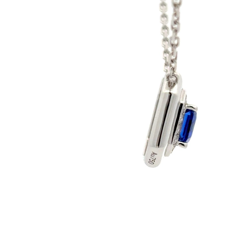 頸鏈 - 18 克拉 白金 坦桑石 - 鉆石 #1.0