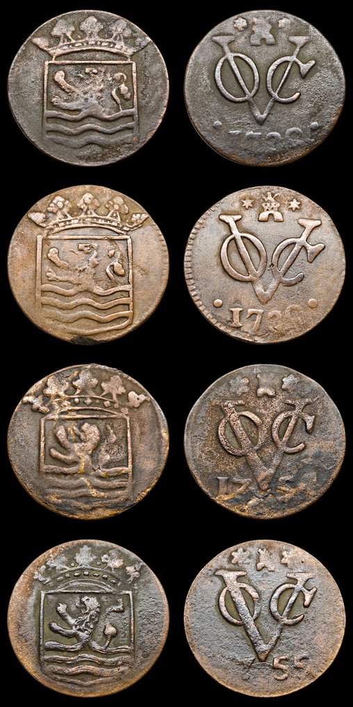 Netherlands East Indies. Duit 1738, 1739, 1754, 1759 Zeeland Ref: KM# 152  (No reserve price) #1.0