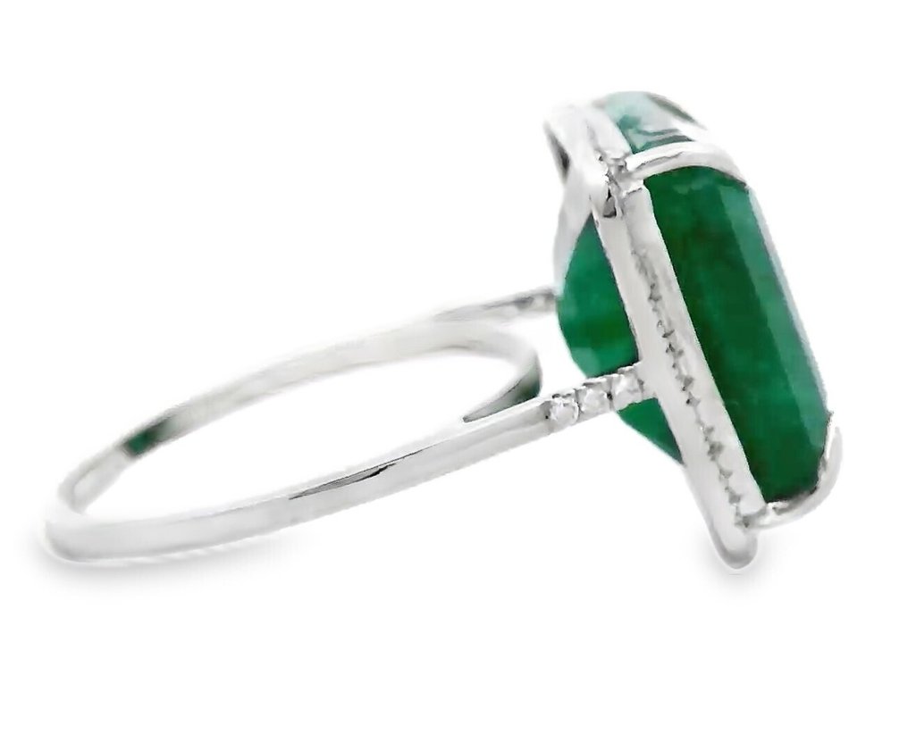 Ingen mindstepris - Ring Platin -  12.62ct. tw. Smaragd - Diamant #1.0