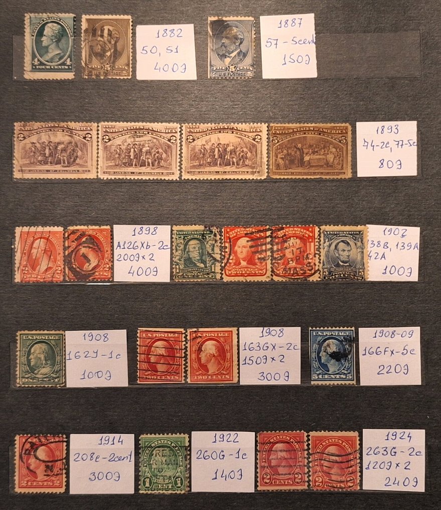 United States 1882/1924 - large and beautiful collection of American stamps 1882-1924 - Michel 2014 Cat. Num: 50-263G #1.0