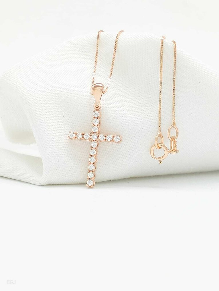 χωρίς τιμή ασφαλείας - Κολιέ με μενταγιόν - 14 καράτια Ροζ χρυσό - Διαμάντι #2.1