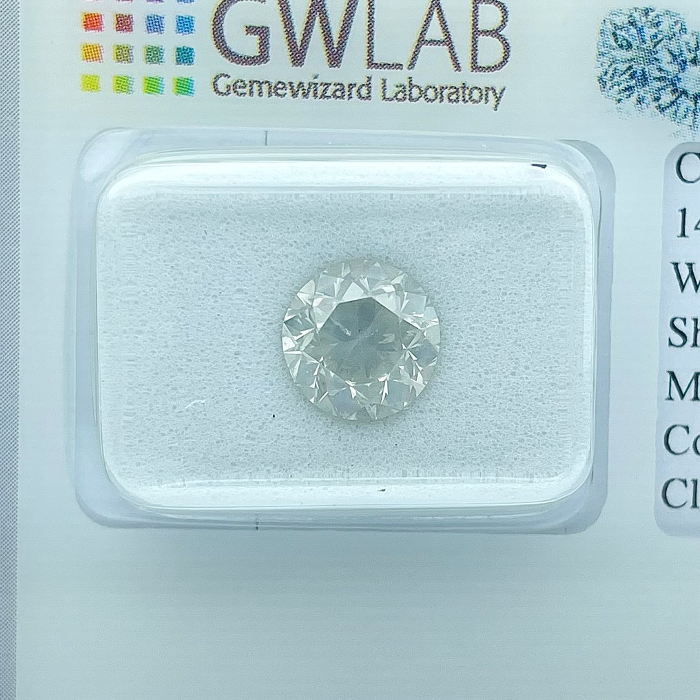 Ei pohjahintaa - 1 pcs Timantti  (Luonnollinen)  - 2.01 ct - Pyöreä - I - SI2 - Gemewizardin gemologinen laboratorio (GWLab) #1.0