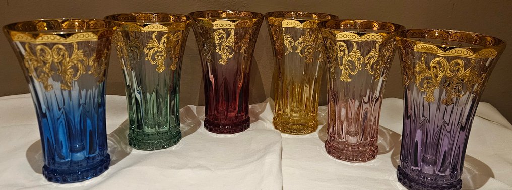 ISMIE LUX - Service à boisson (6) - Bijoux énormes et lourds, un long drink en or. - Cristal #1.0