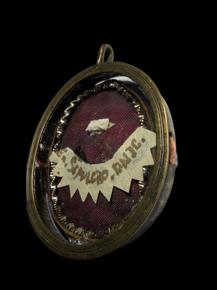 Relicvariu - Metallo argentato, Sticlă, Textile - 1750-1800 - Din mormântul Domnului nostru Iisus Hristos #1.0