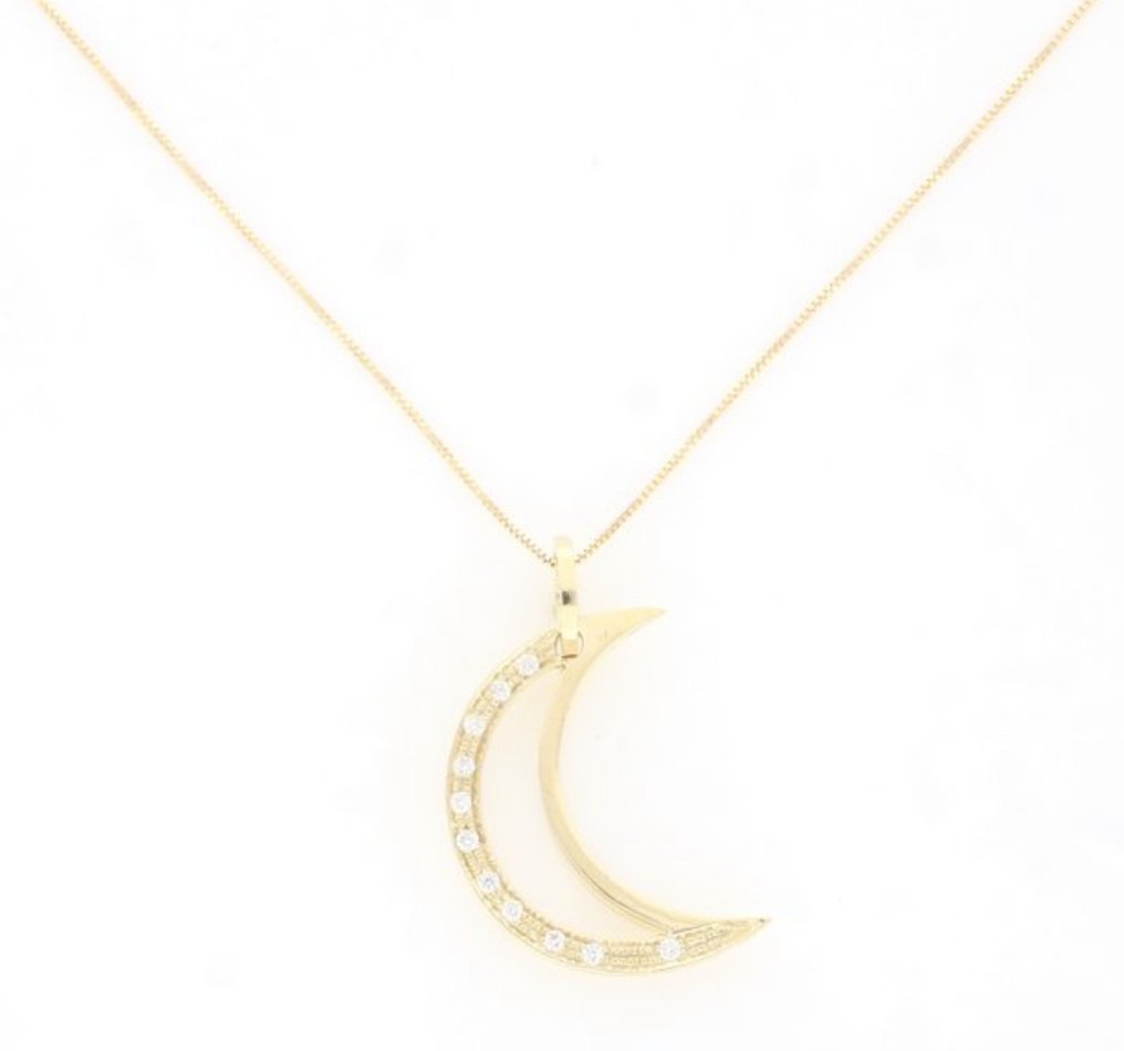 Sans prix de réserve - Pendentif - 18 carats Or jaune -  0.16ct. tw. Diamant (Naturelle)  - Diamant - Pendentif en or 18 carats avec diamants #1.0