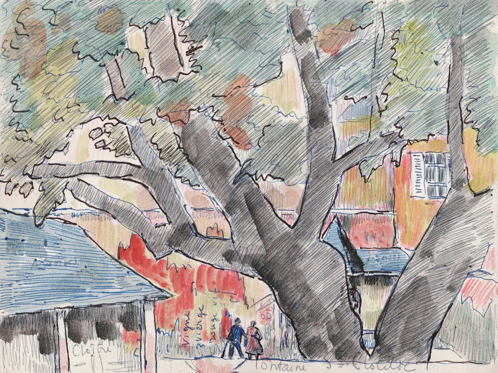 René Sautin (1881-1968) - La Fontaine Sainte Clotilde - Dans les près #1.0