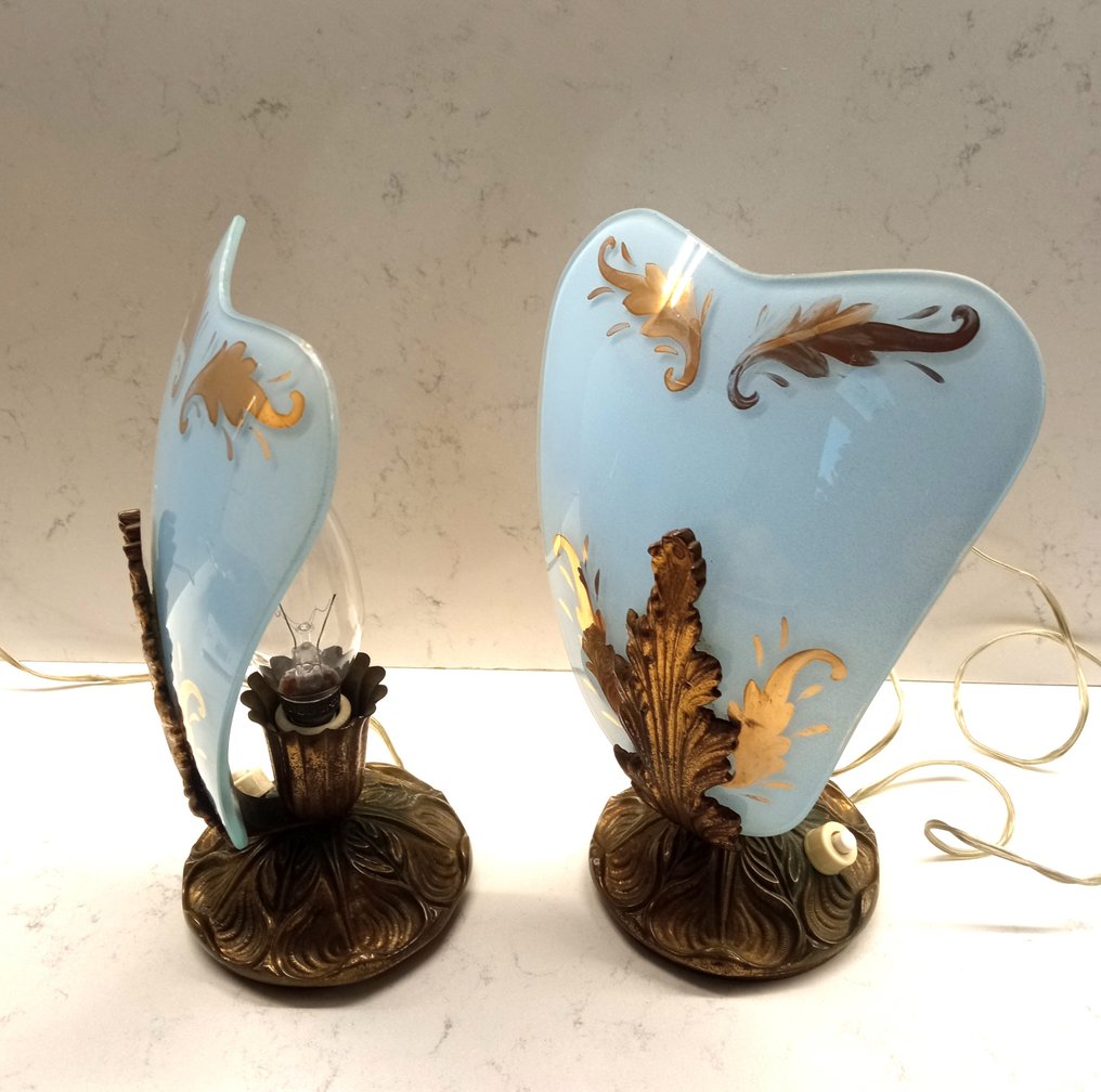 Table lamp (2) - Brass - Glass lampshade #3.2