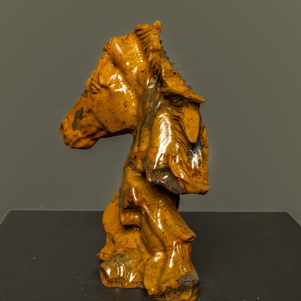 Jasper Άλογο από σκούρο πορτοκαλί Jasper. - Ύψος: 19.3 cm - Πλάτος: 15.2 cm- 1407 g #1.0