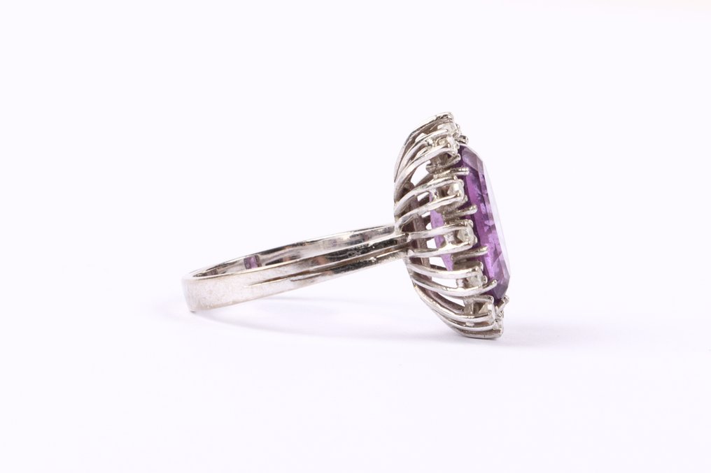 Δαχτυλίδι - 14 καράτια Λευκός χρυσός Αμέθυστος - Διαμάντι #3.2