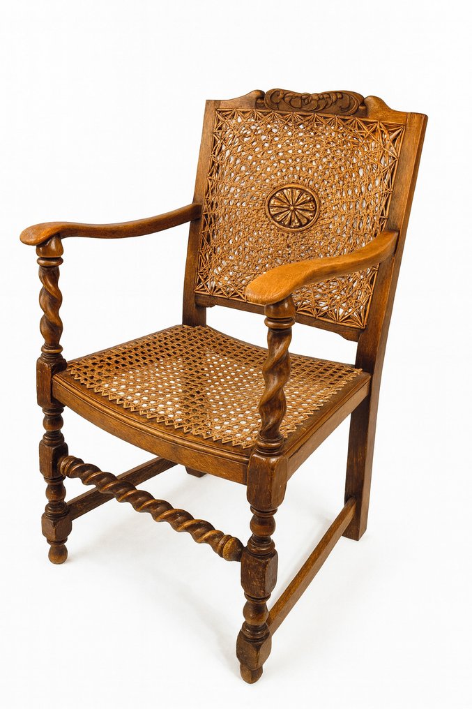 单边椅 - 橡木, Riet - 独特的编织椅子 #1.0