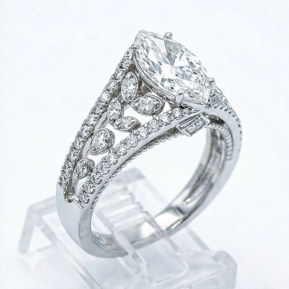 Ei pohjahintaa - Sormus - 14 kt. Valkokulta -  2.18ct. tw. Timantti (Laboratoriossa kasvatettu) - Timantti - IGI- seuraavan päivän EU-toimitus #4.3