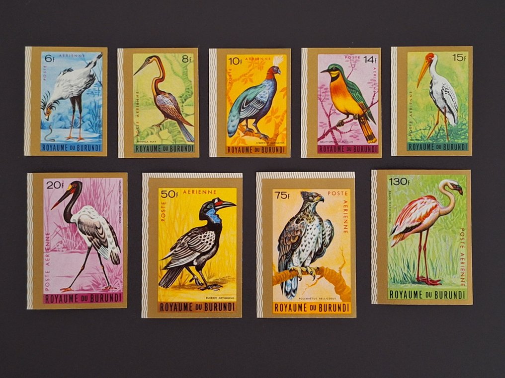 Burundi - 1965 - No. PA8/16 unused with margins, mint, complete bird series. #1.0