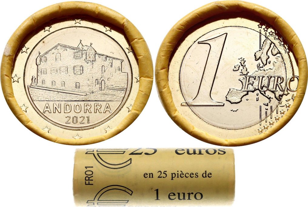 Andorra. 1 Euro 2025 (25 monnaies) en rouleau  (Ingen reservasjonspris) #2.1