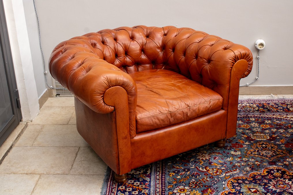 扶手椅 (2) - 俱乐部切斯特菲尔德 - 皮革, 木 #3.2