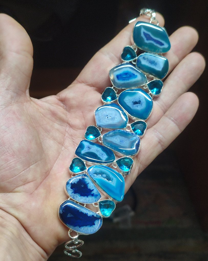 Prezzo senza riserva, bellissima collana in argento 925 di prima qualità, con quarzo solare e - Bracciale #2.1