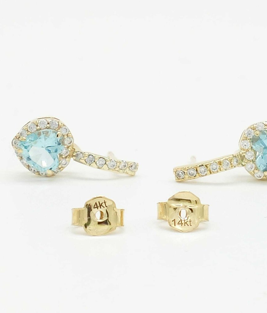 Sans prix de réserve - Boucles d'oreilles - 14 carats Or jaune Topaze - Diamant #3.2