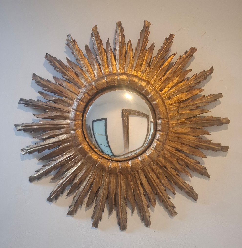 Καθρέφτης τοίχου- Ξύλο 1930/40 σπάνιο  - Ξύλο - καθρέφτης ήλιου #1.0