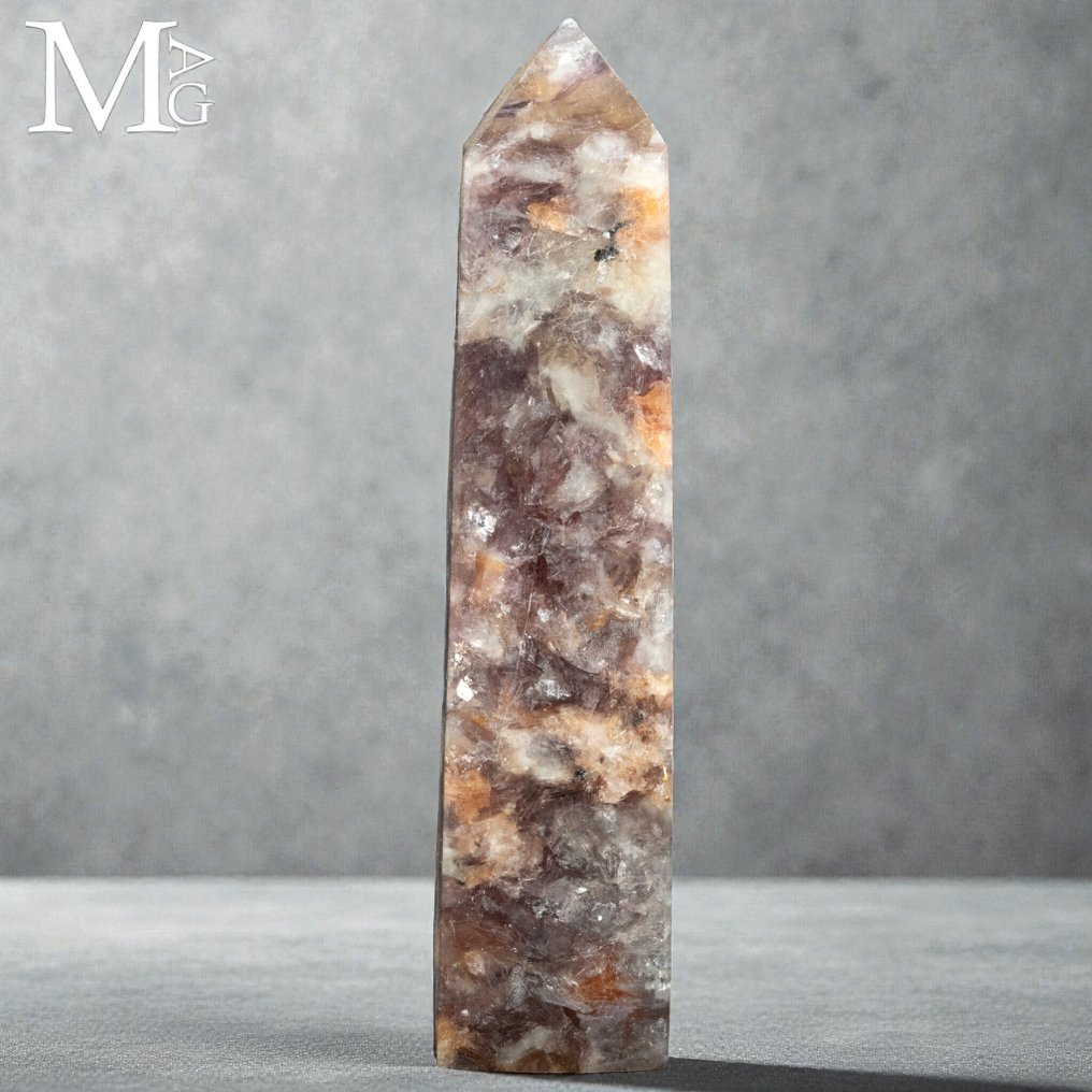 Sällsynt Plommon Agata Tower - Höjd: 101 mm - Bredd: 27 mm- 141 g #3.2