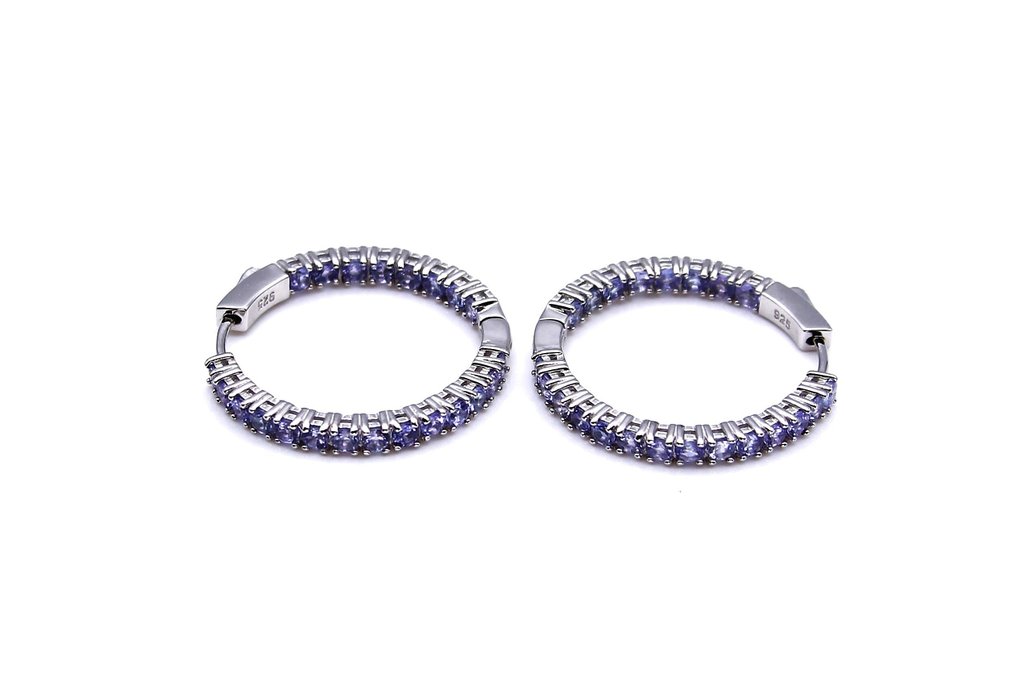 沒有保留價 - 耳環 銀, 925镀金 -  3.74ct. tw. 坦桑石 - 坦桑石 - （已测试） #3.2