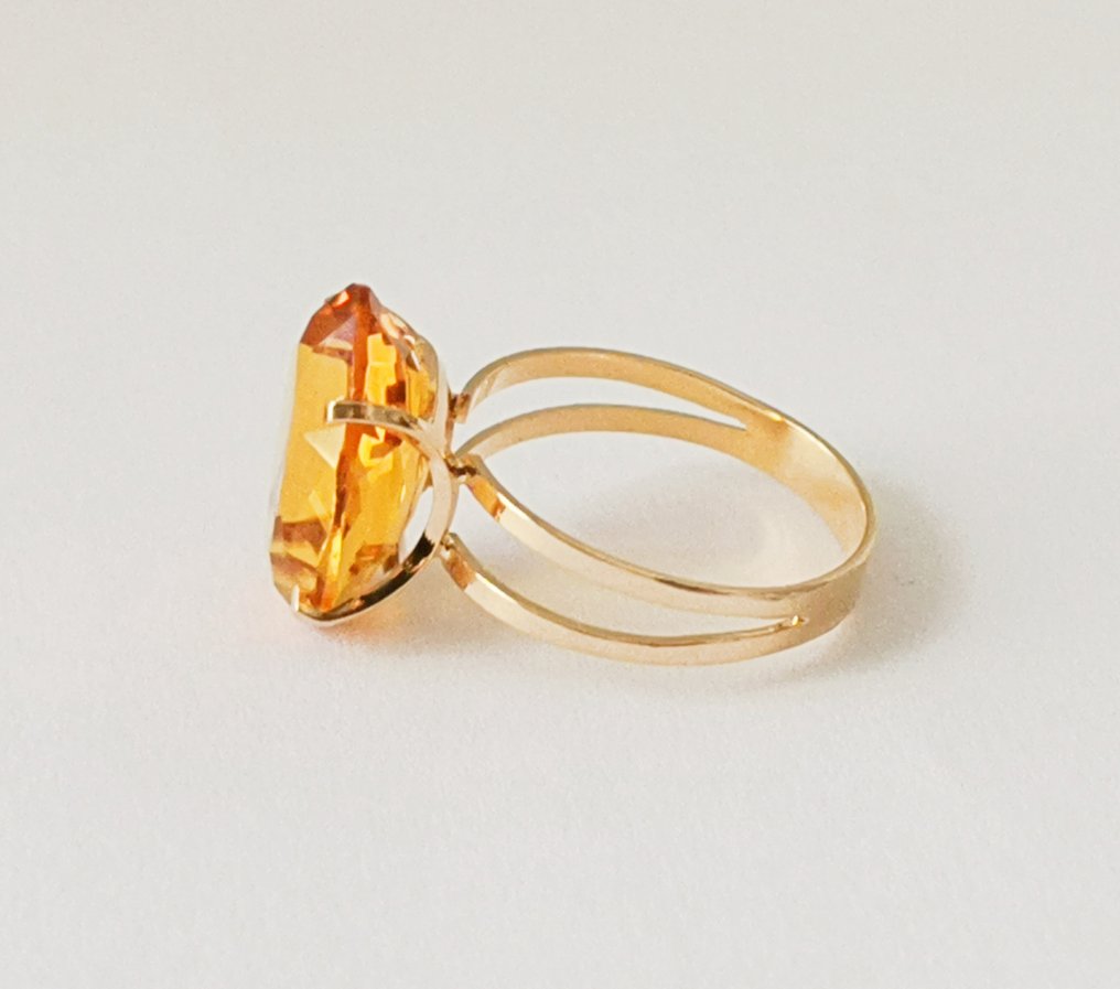 Zonder minimumprijs - Ring - 18 karaat Geel goud Citrien #1.0